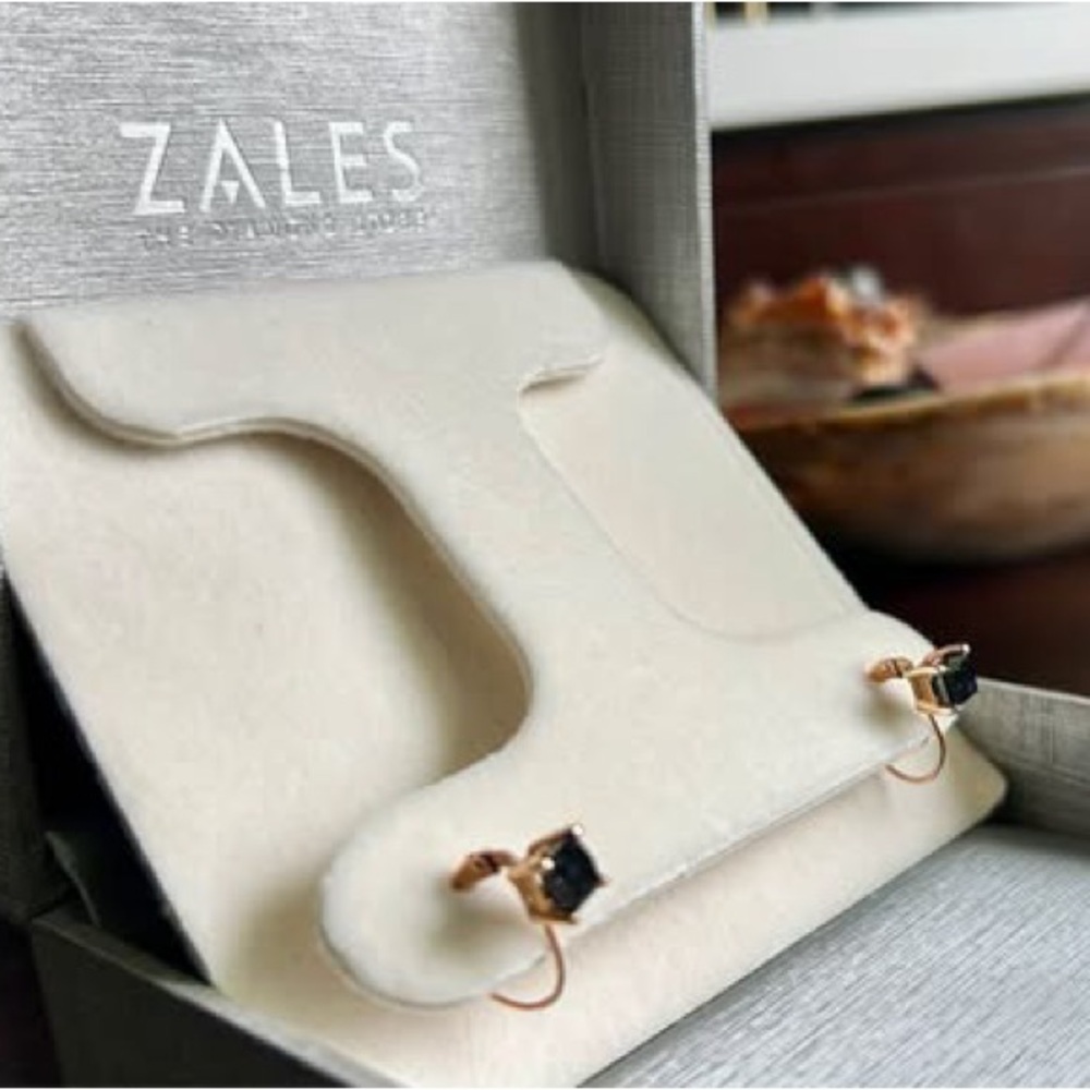 Zales Elegant 18kt Rose Gold Earrings with 2kt Black Diamonds